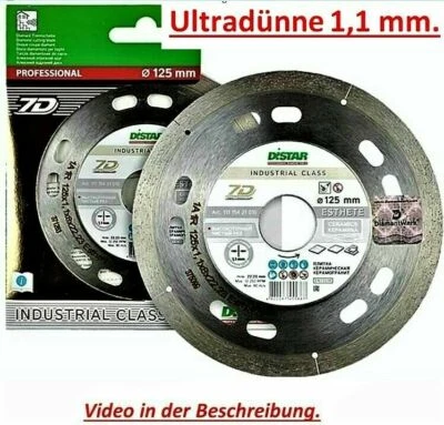 Diamanttrennscheibe für Fliesen, Keramik 1A1R 125x1,1x8x22,23 Ultradünne 1,1 mm!