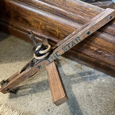 Antique The Star Wood and Cast Iron Carpet Stretcher Tool - 1900’s Primitive