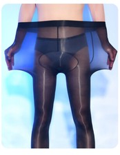 L/XL Mens shiny Glossy Pantyhose Nylon Stocking Trunk Tights Sheath Closed /Open