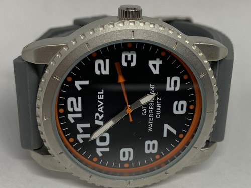 Ravel T2104 Mens Gray Silicon Analog Black Dial Quartz Genuine Wrist Watch HK872 - Picture 6 of 11