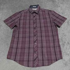 Original Penguin Classic Fit Shirt Men's Medium Maroon Check Button Up