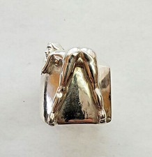 STERLING SILVER RING WITH BEAUTIFUL EROTIC NAKED GIRL SIZE 12