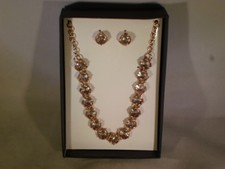 Pendant Necklace  Earrings Pink Women's Jewelry Fashion Set        A25-1