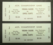 1966 ACFL Football Championship Tickets NR MT Rare Defunct League Tickets