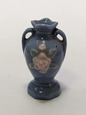 Vintage Occupied Japan Miniature Two Handled Vase with Flower 2 3/8 “ Tall -(I)