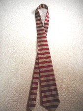 Mens Tie-BROOKS BROTHERS-USA-VINTAGE-dk red/gold/navy striped 100 silk