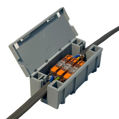 Lichtanschlussdose für Wago Stecker Max 4mm2 24 AMP grau Inline ABS Kabel 