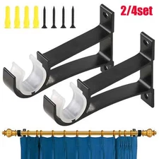 2/4X Curtain Pole Rod Brackets Window Holder Aluminum Alloy Heavy Duty Hardware