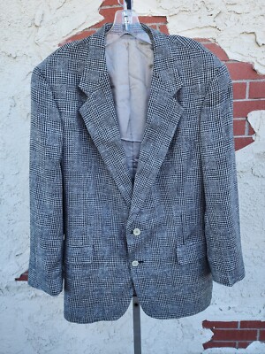 46R men Vintage CHRISTIAN DIOR Blazer Gray 2 Button UNION MADE USA