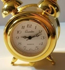 Quartex solid brass desk top small clocks - runs, keeps time, new battery