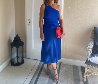 ted baker blue one shoulder dress Ted Baker Pana Women One-Shoulder Peplum Sheath Dress Royal Blue size 1 = 4
