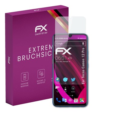 atFoliX Glasfolie für Tecno Camon 12 Pro Displayfolie 9H Schutzpanzer
