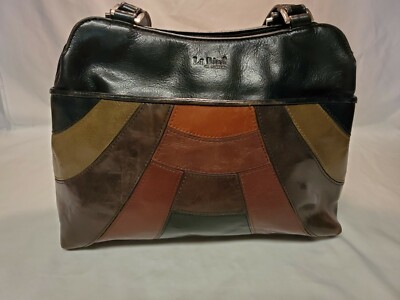 Genuine Italian Leather Handbag with Classic Patchwork Details By LA Diva