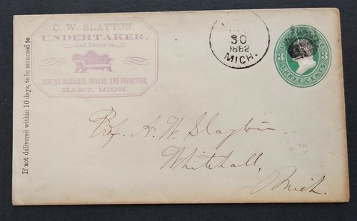 Michigan: Hart 1882 Slayton Undertaker Illustrated Advertising Cover - 第 1/2 張圖片