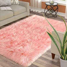 Fluffy Faux Sheepskin Shag Rug 3x5 Super Soft Fluffy Rug for Kids Nursery Room 
