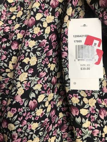 Row A- Womens Button Front Puff Sleeve Floral Print Top New XS - Picture 4 of 9