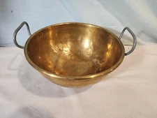 Antique Brass Double-Handled Pot, Germany?, Nickel Handles, NICE!