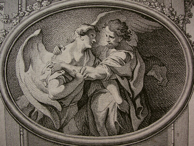 J. E. HOLZER ''JAKOB KÄMPFT MIT DEM ENGEL'' J. E. NILSON, S. 8, RADIERUNG, ~1765