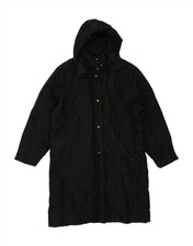 Sergio Tacchini Womens Hooded Padded Coat Uk 16 Large Black Bx24