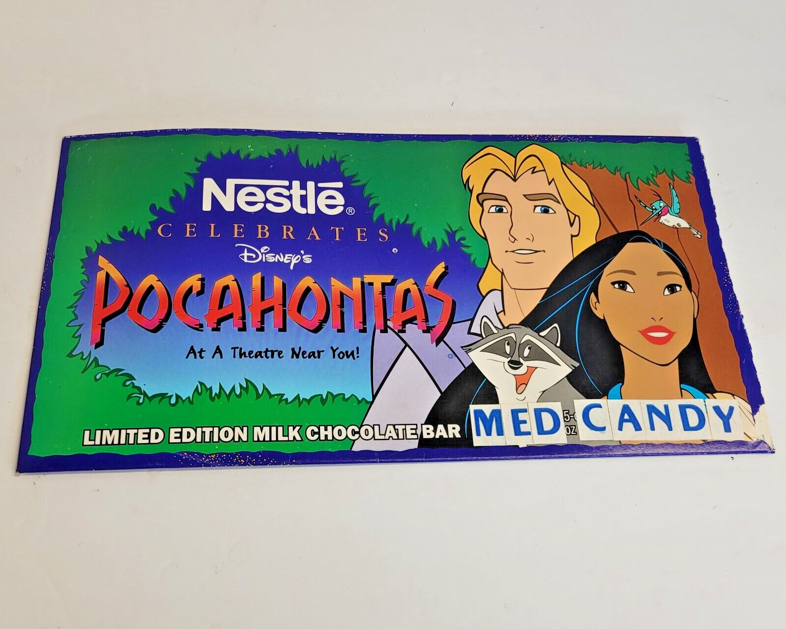 1995 Nestle Celebrates Disney Pocahontas Limited Edition Chocolate Bar Box Top