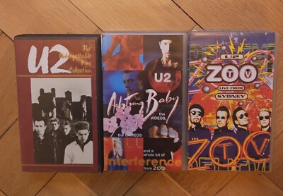 3 x U2 - achtung baby + zoo tv  live from sydney + the unforgetable fire - VHS