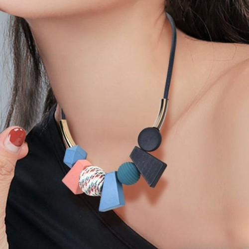 Colorful Simple Geometric Necklace Beads Ethnic Style Necklace Traval - Picture 5 of 14