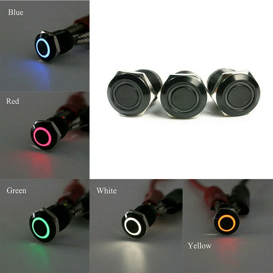 4Pin 12mm 12V Car LED Power Momentary Push Button Metal ON/OFF Switch Waterproof - Image 3 of 4