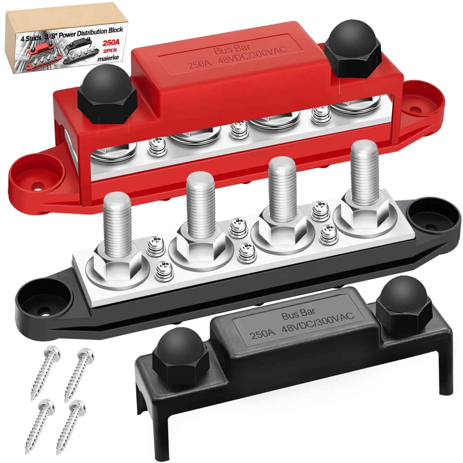 250A Bus Bar 12V Marine 3/8" Power Distribution Block Automotive Busbar Termi...