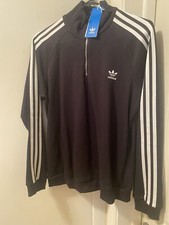 Womens Adidas Essentials 3 Stripe HALF Zip Hoodie   L  