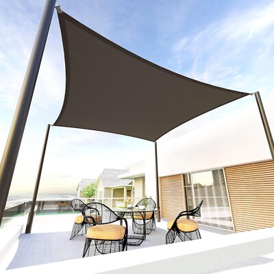 Gray Tronssien Rectangle 12'x16' Sun Shade Sail,95% UV Blockage Canopy Awning
