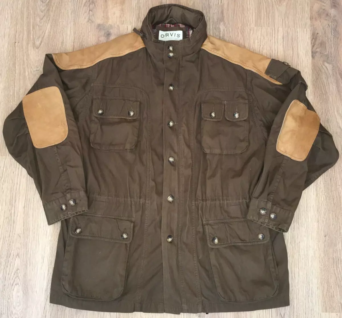ORVIS mens RARE Shooting Hunting Safari Field Leather Patch Jacket size XL