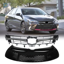 Upper & Lower Bumper Grill For 2015-2017 Toyota Camry SE Chrome Grille 2pcs