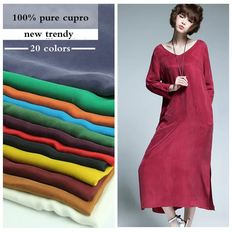 100% Cupro Silk Fabric Craft Sew Materials Dress Sewing Cloth 1.35*0.5m Silky - Image 2 of 4