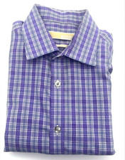 Michael Kors Men s Lavender Plaid Dress Shirt Size 16 34/35