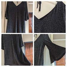Women's Party Dress F&F Size 12  Black Low Neck Shimmering Bling Evening Wear