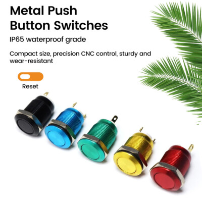 12mm Mini Metal Momentary Push Button Switch Waterproof Starter Switch 3A 250V
