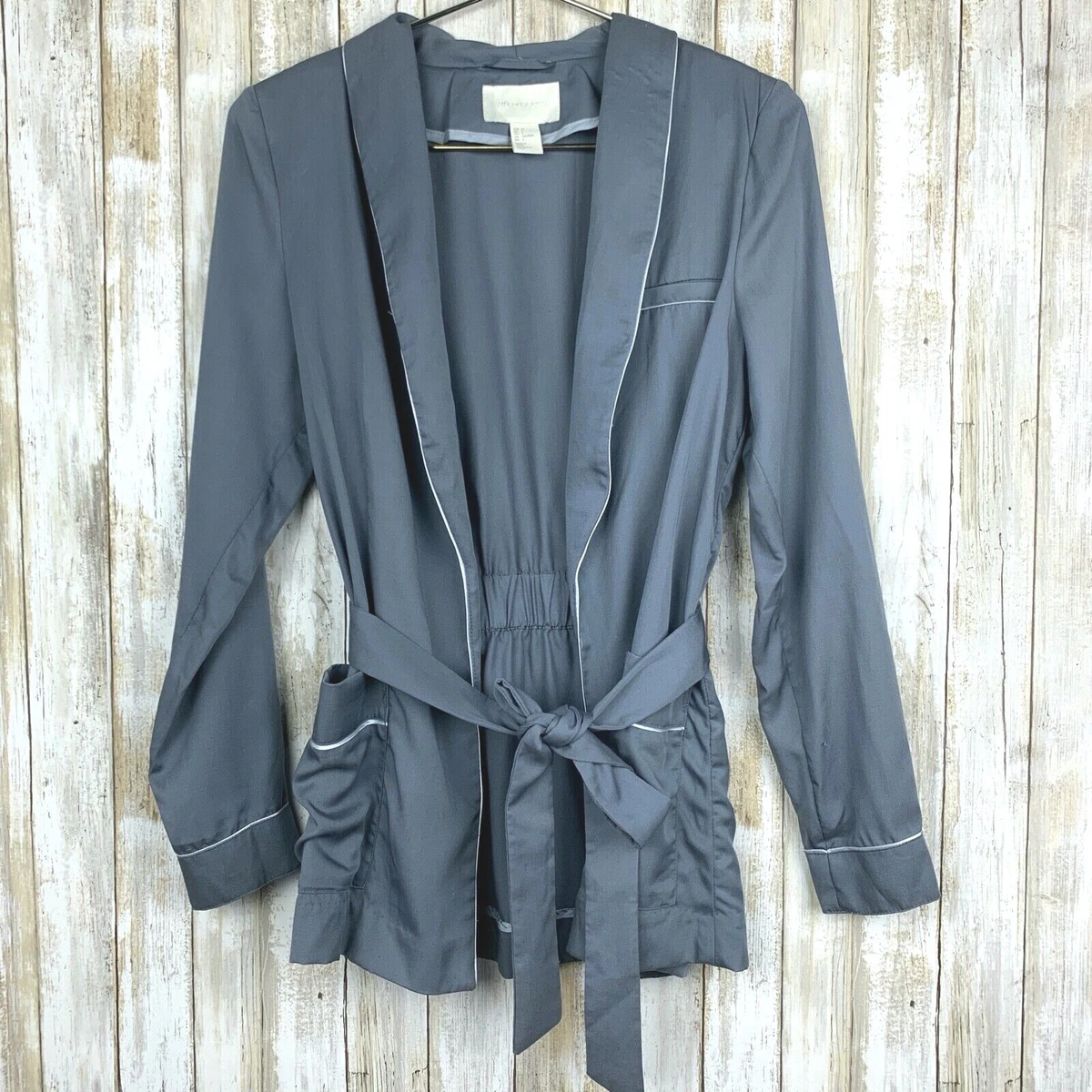 H&M Conscious Gray Waist Tie Open Blazer Jacket Top 4 S M Medium RARE