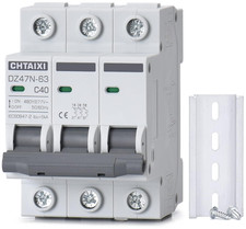 3 Pole DIN Rail Mount Circuit Breaker, 40 Amp 480V AC Miniature Circuit Breaker