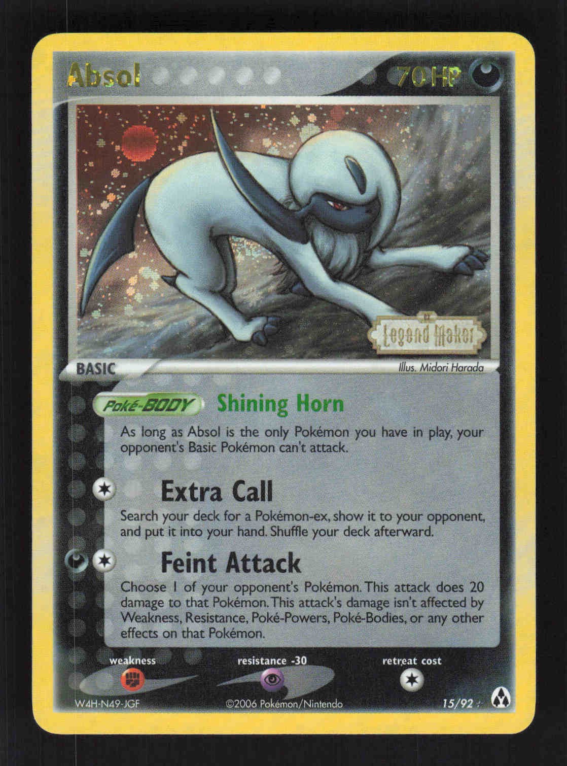 Absol Rare Legend Maker 15/92 NM