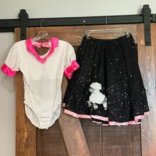 50  s Girl Poodle Skirt Costume Set Girls 12-14 No Size Tag Retro Halloween