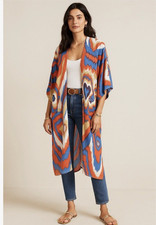 Bel Kazan Anthropologie Abstract Print Kaftan / Duster OS Boho Resort Wear
