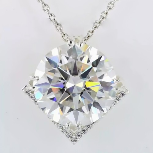 11.00 Ct White Diamond Solitaire Pendant in 925 Sterling Silver Certified Gift