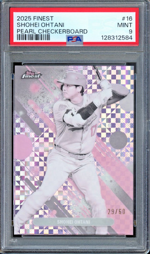 2025 Topps Finest Shohei Ohtani Pearl Checkerboard /60 Common #16 Dodgers PSA 9