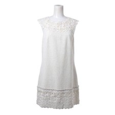 Chanel 11C Tweed Dress Cotton Nylon White Size 38 Chest 16.5 in Length 31.1 in