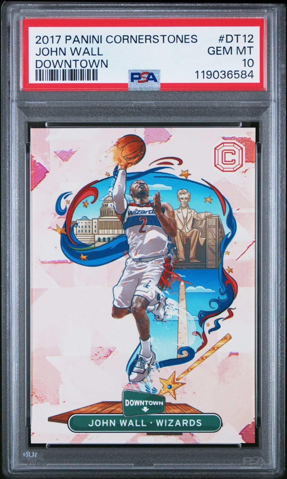 2017 Panini Cornerstones John Wall Downtown SSP PSA 10 Wizards Case Hit #DT12