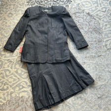 Vintage Gilmor Pinstripe Skirt Suit Set Gray 16