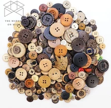 600 Pcs Assorted Sizes Wooden Buttons Mixed Colors Coconut Shell Wood