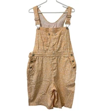 Choices from Gitano Vtg Womens Sz Large Orange & White Floral Overalls Y2K
