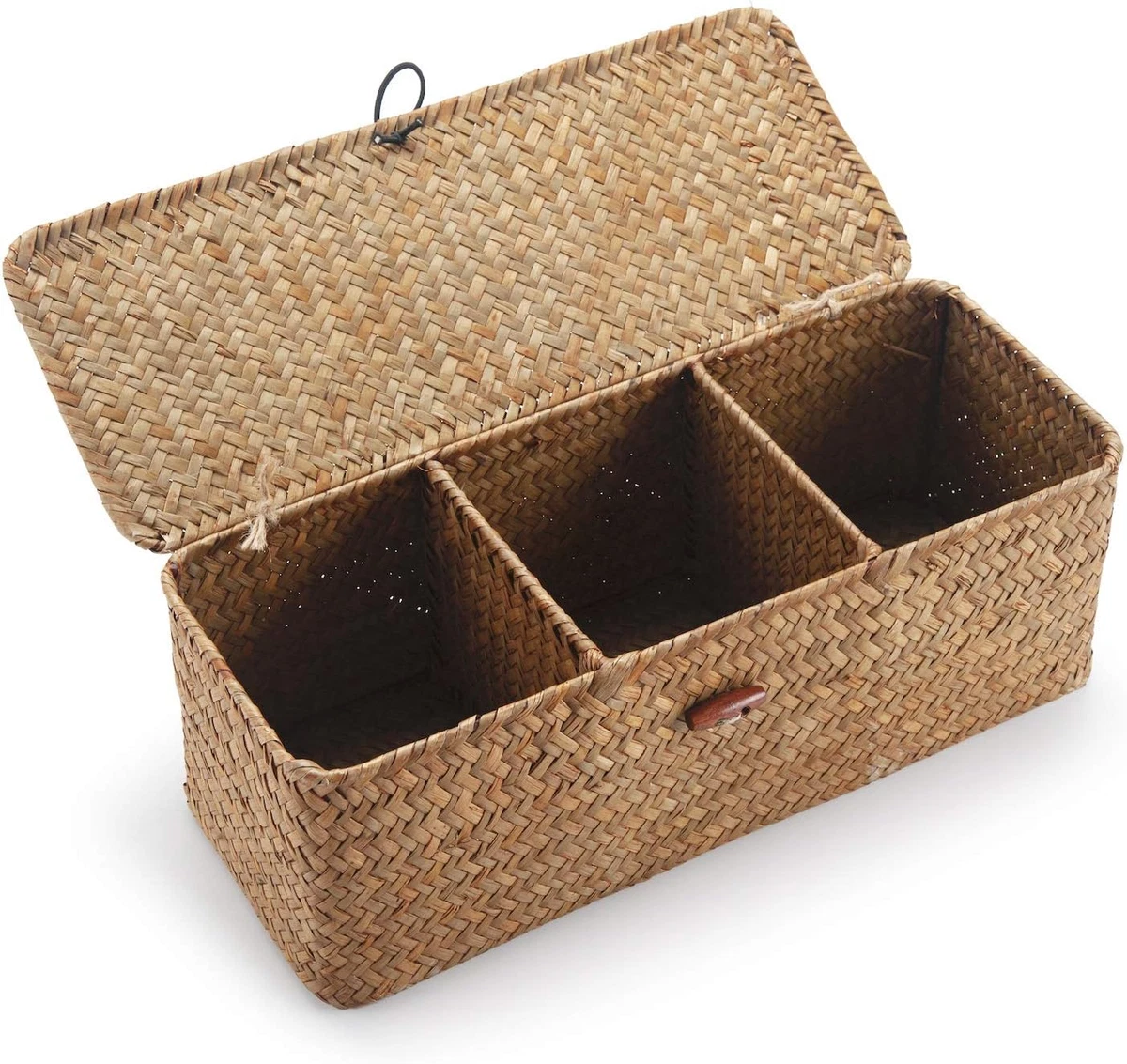 Set di cestini portaoggetti in vimini naturale con coperchi