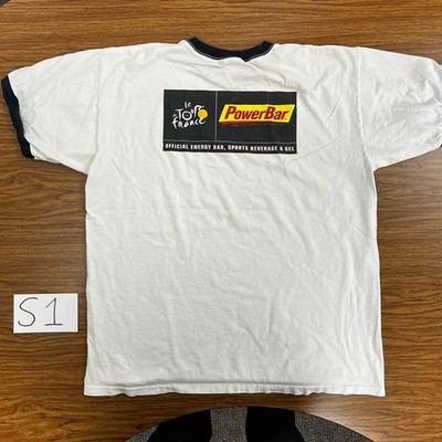 Vintage Men s XL Tour De France Power Bar Ringer Race Tee Shirt Snack 90s 00s